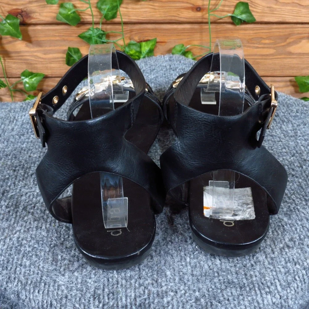 Diba Square-Hester Womens Ankle Strap Sandal 9.5 Dressy Chain Detail Black